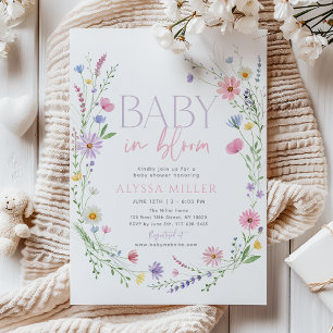 Invitation Couronne de fleurs sauvages Baby in Bloom pour la