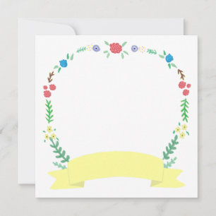 Invitation Couronne de fleurs sauvages bannière jaune