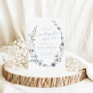 Invitation Couronne de fleurs sauvages bleues pour la fête de
