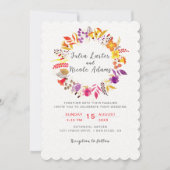 Invitation Couronne de fleurs sauvages bohème automnale feuil (Devant)