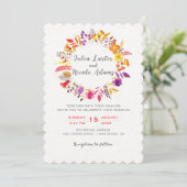 Invitation Couronne de fleurs sauvages bohème automnale feuil (Debout devant)