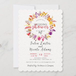Invitation Couronne de fleurs sauvages bohème pour mariage et