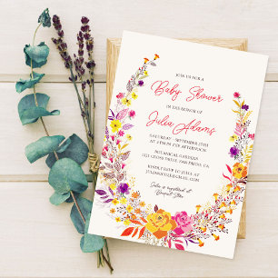 Invitation Couronne de fleurs sauvages bohémiens automne Feui