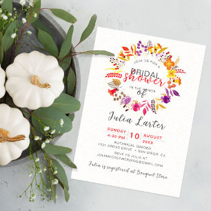 Invitation Couronne de fleurs sauvages boho automne Feuillage