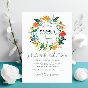 Invitation Couronne de fleurs sauvages de Dahlia pastel pour