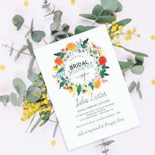 Invitation Couronne de fleurs sauvages de Dahlia pastel pour