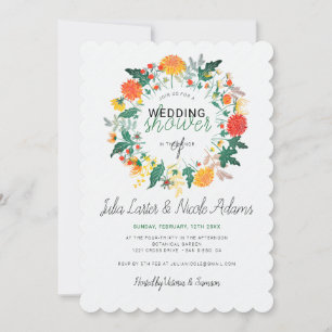 Invitation Couronne de fleurs sauvages de Dahlia pastel pour