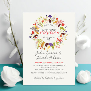 Invitation Couronne de fleurs sauvages en bois exotique pour