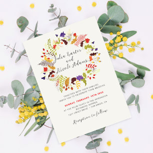 Invitation Couronne de fleurs sauvages exotiques de la forêt,