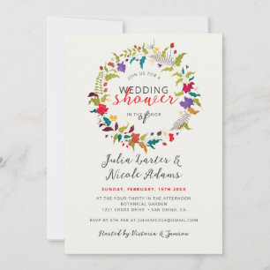 Invitation Couronne de fleurs sauvages exotiques de la forêt