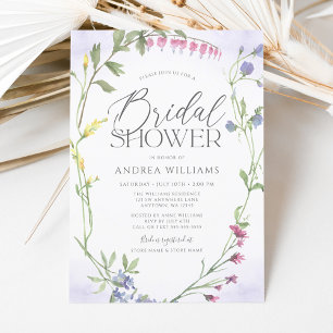 Invitation Couronne de fleurs sauvages Fête de mariage violet