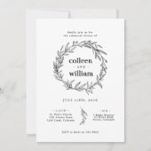 Invitation Couronne de fleurs sauvages Folk Rustique Dîner de (Devant)