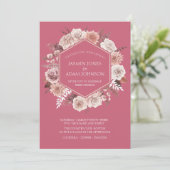 Invitation Couronne de fleurs séchées rose magenta Boho pour  (Debout devant)