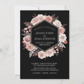 Invitation Couronne de fleurs séchées rose poussiéreuse noire (Devant)