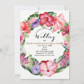 Invitation Couronne de fleurs tropicales Aloha pour mariage e (Devant)