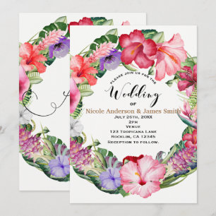 Invitation Couronne de fleurs tropicales Aloha pour mariage l