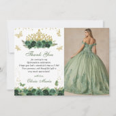 Invitation Couronne de fleurs vert émeraude papillon Quincean (Devant)