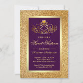 Invitation Couronne de glitter doré Princesse Violet Sweet Se (Devant)