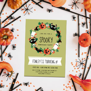 Invitation Couronne de Halloween effrayante et mignonne pour