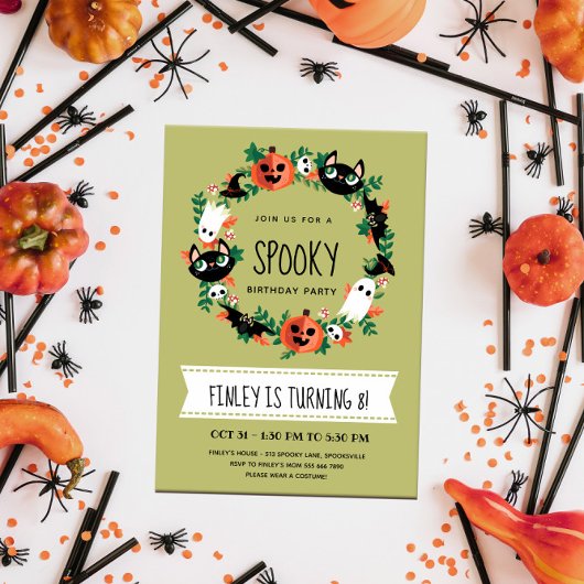 Invitation Couronne de Halloween effrayante mignonne pour ann