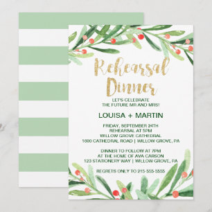 Invitation Couronne de houx de Noël Répétition générale Dîner
