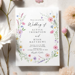 Invitation Couronne de jardin de fleurs sauvages Mariage