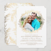 Invitation Couronne de laurier doré Anniversaire de mariage p (Devant / Derrière)