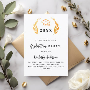 Invitation Couronne de laurier doré Fête de fin d'études