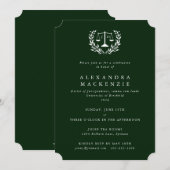 Invitation Couronne de laurier échelles de droit JD vert fonc (Devant / Derrière)