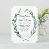 Invitation Couronne de laurier Feuille de feuillage Monogramm (Debout devant)