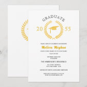 Invitation Couronne de laurier formelle élégante, chapeau dor (Devant / Derrière)