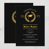 Invitation Couronne de laurier formelle élégante dorée pour s (Devant / Derrière)