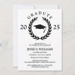Invitation Couronne de laurier formelle personnalisée pour la