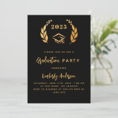 Invitation Couronne de laurier noir 2025 Graduation Party (Debout devant)