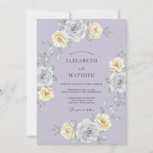 Invitation Couronne de Lavande Florale Romance Mariage