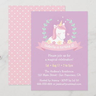 Invitation Couronne de licorne mignonne Fête d'anniversaire d