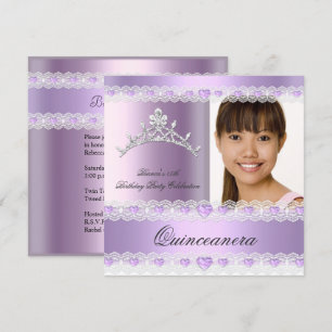 Invitation Couronne de lilas violet pour Quinceanera 15 ans F