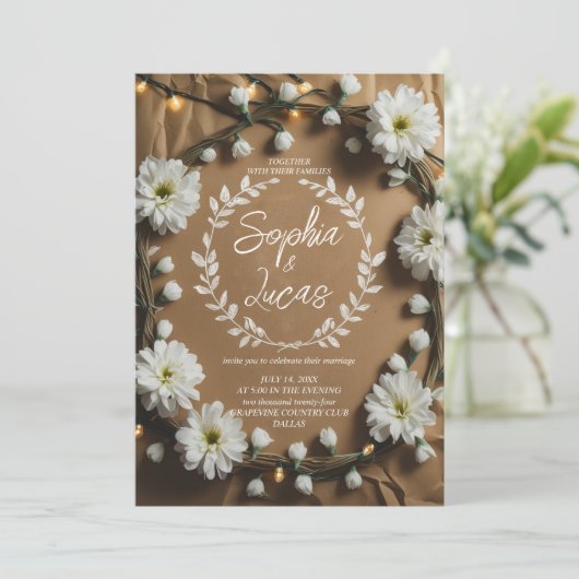 Invitation Couronne de marguerite rustique (Debout devant)