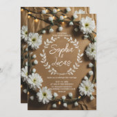 Invitation Couronne de marguerite rustique (Devant / Derrière)