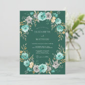 Invitation Couronne de mariage à fleurs de thé bleu (Debout devant)
