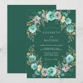 Invitation Couronne de mariage à fleurs de thé bleu (Devant / Derrière)