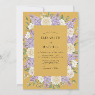 Invitation Couronne de mariage à la lavande et moutarde
