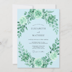 Invitation Couronne de mariage à la menthe en poudre