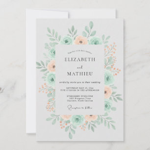 Invitation Couronne de mariage à la menthe et à l'abricot