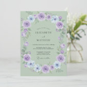 Invitation Couronne de mariage à la menthe et à l'améthyste (Debout devant)