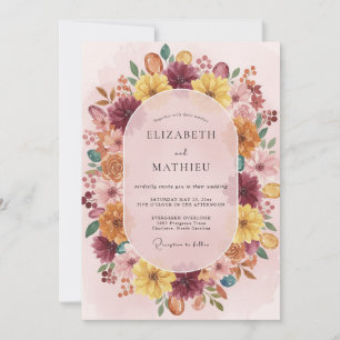 Invitation Couronne de mariage à la moutarde et au plum