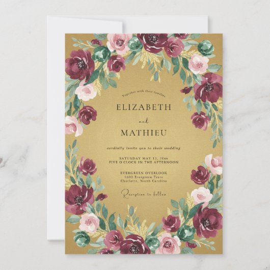 Invitation Couronne de mariage à la prune moutarde (Devant)