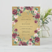 Invitation Couronne de mariage à la prune moutarde (Debout devant)
