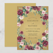Invitation Couronne de mariage à la prune moutarde (Devant / Derrière)