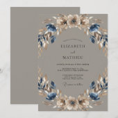 Invitation Couronne de mariage à l'anémone de schiste (Devant / Derrière)